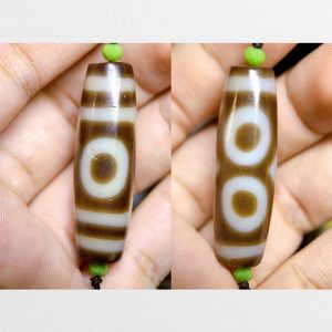 Dzi bead 3 mắt hàng A thân mã não ngọc tuyên chọn, đẹp không tỳ vết