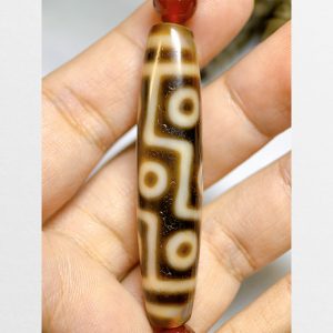 Dzi bead 9 mắt hàng A màu nâu ivory thiên châu 9 mắt đặc trưng rõ nét