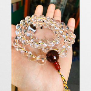 Chuỗi thạch anh nước 54 hạt mix dzi 10mm cực đẹp