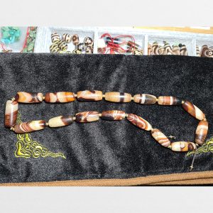 Dây đá dzi bead mã não thiên nhiên Tây Tạng phong hóa mạnh mẽ