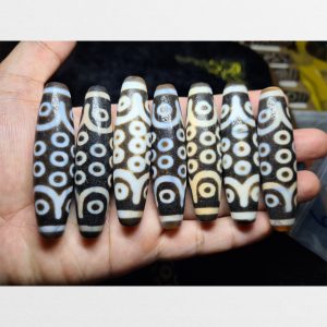 7 viên dzi bead 21 mắt hàng A chu sa cỡ ngắn dễ đeo chất đẹp hiếm gặp