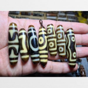 Đá dzi bead 7 viên thiên châu chất ivory gồm nhiều mẫu vân đẹp