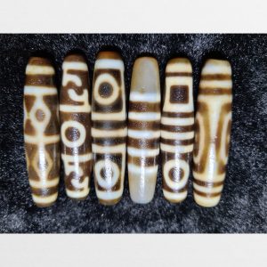 Dzi bead 6 viên thân dầu chất đẹp vân nét và nhiều ý nghĩa