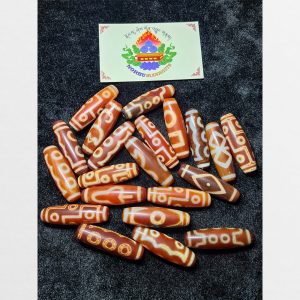 BTS đá dzi bead thân đỏ hàng C cỡ vừa nhiều vân đẹp với lớp phong hóa mạnh mẽ