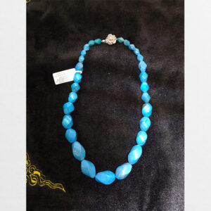 Chuỗi hạt lam ngọc turquoise trang sức từ Thổ Nhĩ Kỳ xanh đẹp đính khóa bạc