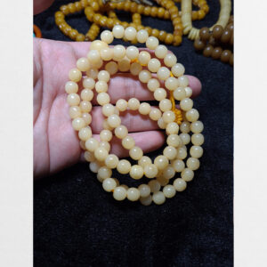 Chuỗi hạt xương trâu yak tròn hóa ngọc chất đẹp như ngà từ Tibet