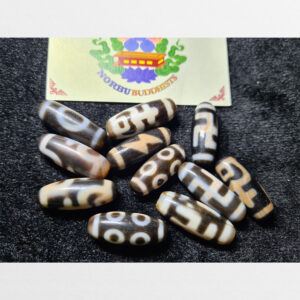 Dzi bead 11 viên chu sa thân ngắn chất hàng B đẹp nhiều vân