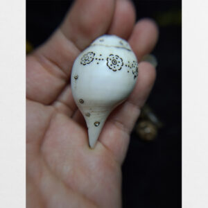 Ốc pháp loa Tây tạng trắng khắc họa tiết hoa văn