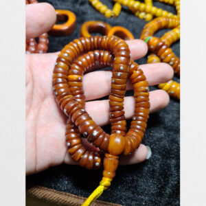 Tràng hạt xương trâu Yak Antique hạt lát cắt đính hạt đồng đẹp tinh tế