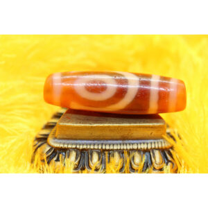 Dzi bead 2 mắt thân ngọc cỡ lớn đỏ A 77