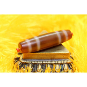 Dzi bead chong dzi 4 sọc trắng thân nâu same old 64