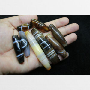 8 viên dzi bead mã não thiên nhiên Tây Tạng chất đẹp đủ size