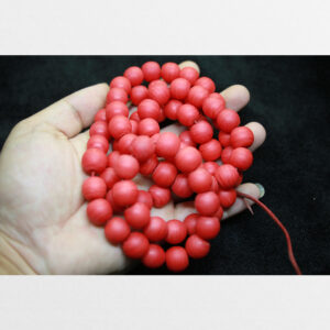 Chuỗi hạt lưu li đỏ vân đá lông công mài thô từ Tibet