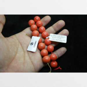 San hô đỏ 2 dây 15 hạt tròn rời kèm kiểm định