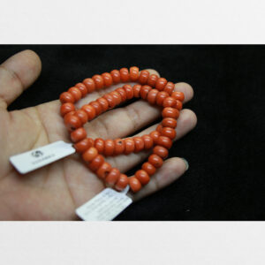 San hô đỏ hóa thạch 2 dây san hô hạt trụ dẹt kèm kiểm định