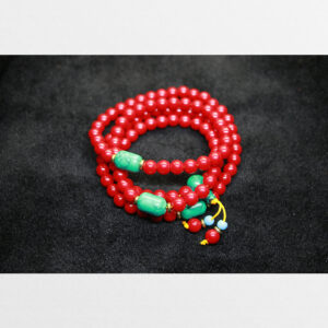 Tràng hạt 108 lưu li đỏ đậm mix lam ngọc