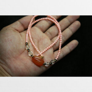 Vòng cổ lưu li mix hạt mã não đỏ từ Tibet