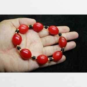 Vòng tay lưu li đỏ old 8 mắt mix đẹp nguyên bản từ Tibet