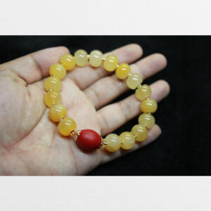 Vòng tay mã não vàng mix lưu li đỏ nguyên bản từ Tibet