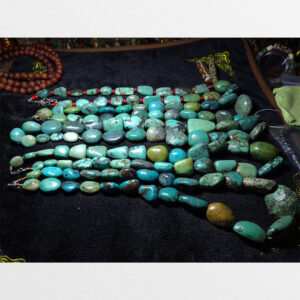 5 dây đá lam ngọc turquoise thiên nhiên hạt lớn sưu tầm từ Nepal