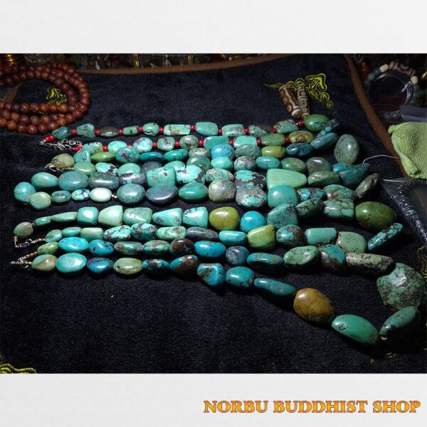 5 dây đá lam ngọc turquoise thiên nhiên hạt lớn sưu tầm từ Nepal