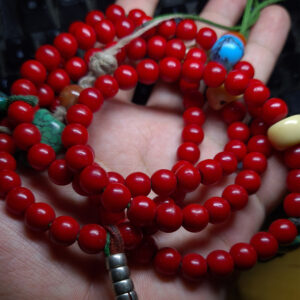 Chuỗi lưu li đỏ 108 hạt cổ 100 year full túc số hạt lam ngọc xương yak hiếm gặp