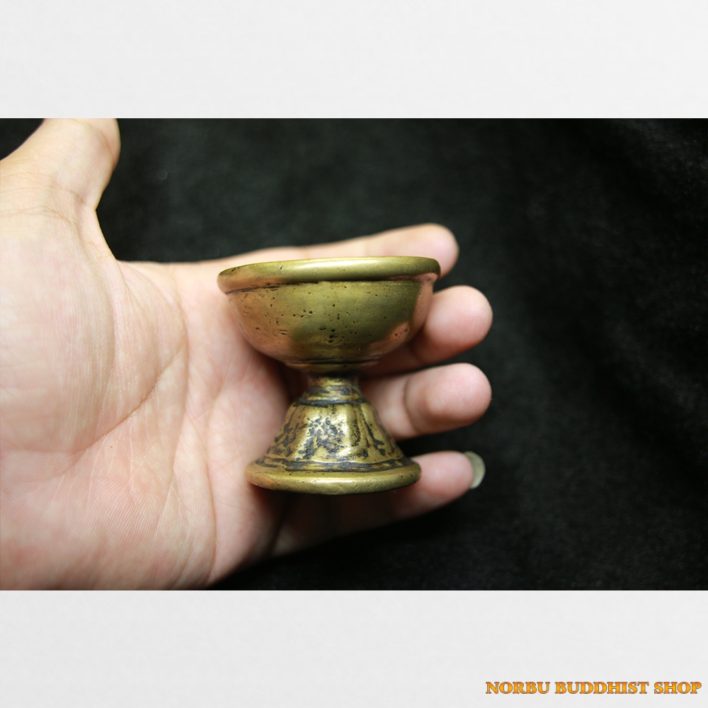Ly đồng đốt đèn bơ cổ antique từ Tibet