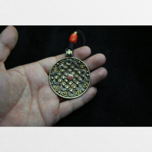 Mặt mandala bằng đồng Tibet đính hạt đẹp sưu tầm