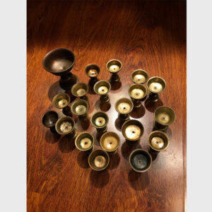 Bộ chén ly đồng cổ cúng đèn bơ từ thời nhà Minh Tibet