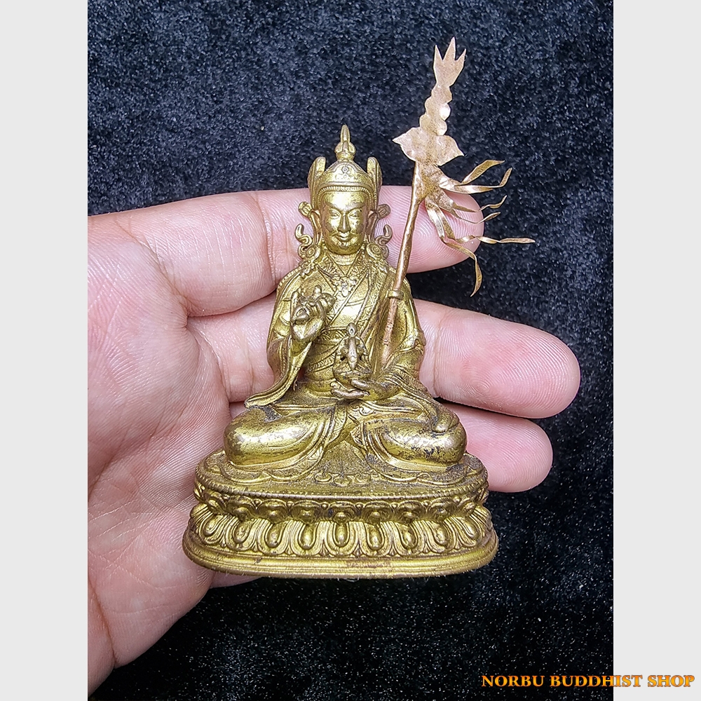 Tượng đồng vàng mini ngài Guru Rinpoche Tibet hiếm gặp