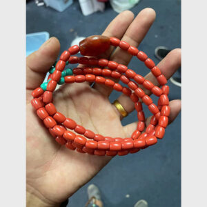 Chuỗi lưu li đỏ hạt lu thống như san hô mix nam hồng cỡ lớn