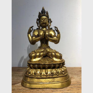 Khách đã thỉnh: tượng ngài Quán Âm Tứ Thủ cổ - mạ vàng từ Tibet