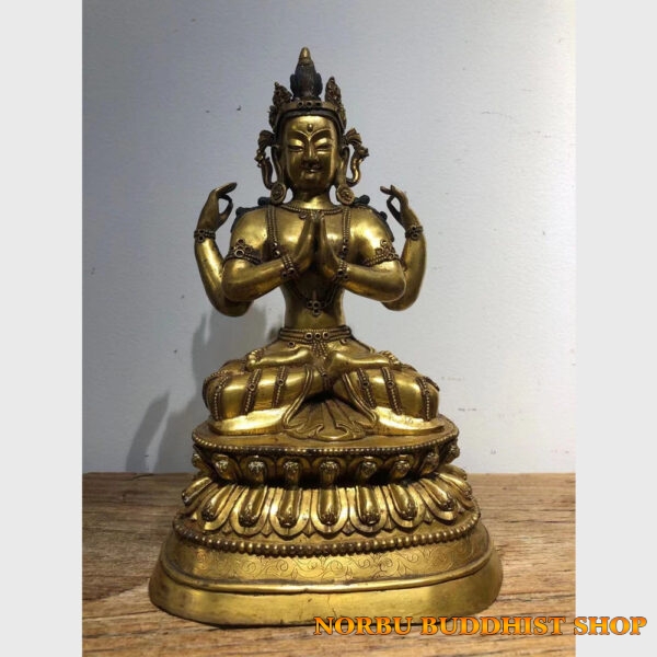 Khách đã thỉnh: tượng ngài Quán Âm Tứ Thủ cổ - mạ vàng từ Tibet