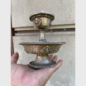 Bộ cúng hộ pháp tráng bạc thủ công Tibet