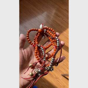 Chuỗi lưu li cổ màu đỏ gạch kèm túc số cổ