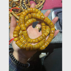 Chuỗi hạt xương yak khắc hoa văn vàng size lớn