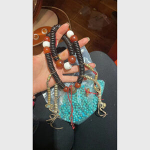 Chuỗi tử đàn dẹt cổ mix full mã não và túc số Tibet