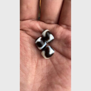 Dzi bead 3 mắt răng hổ mini đẹp Lhasa