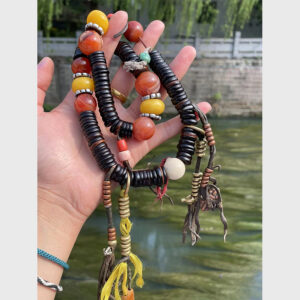 Chuỗi hạt tử đàn dẹt cổ mix nam hồng túc số cổ sưu tầm