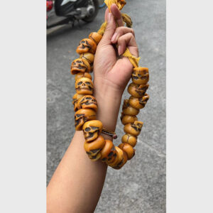 Chuỗi hạt xương yak khắc sọ bigsize màu vàng