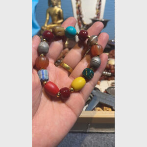 Vòng tay mix hạt mã não hat bạc men nam hồng dzi Tây Á