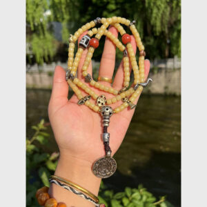 Chuỗi hạt xương yak cổ mix dzi nam hồng thokcha sưu tầm