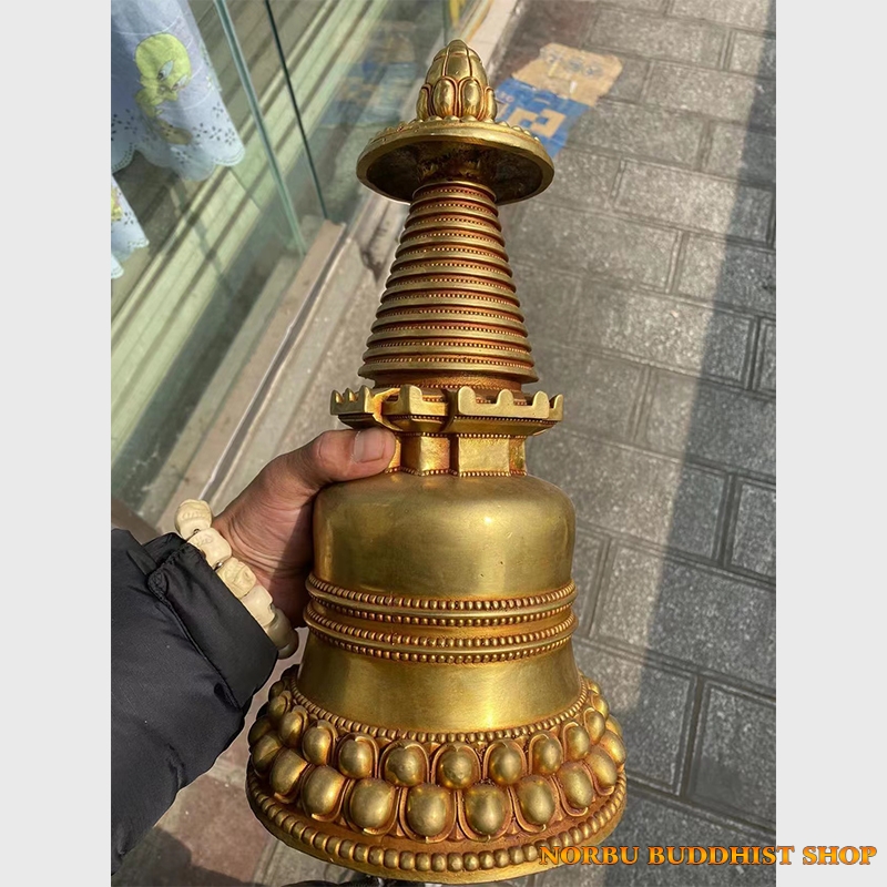 Bảo tháp đồng Katang cỡ lớn mạ vàng từ Tibet